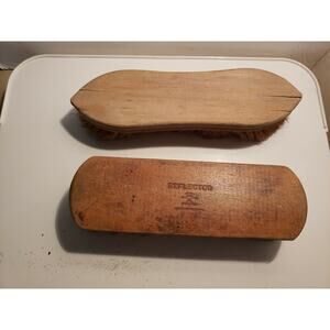 2 Vintage Shoe Shinning Brush 8.25" (100% Horse Hair) - REFLECTOR USA